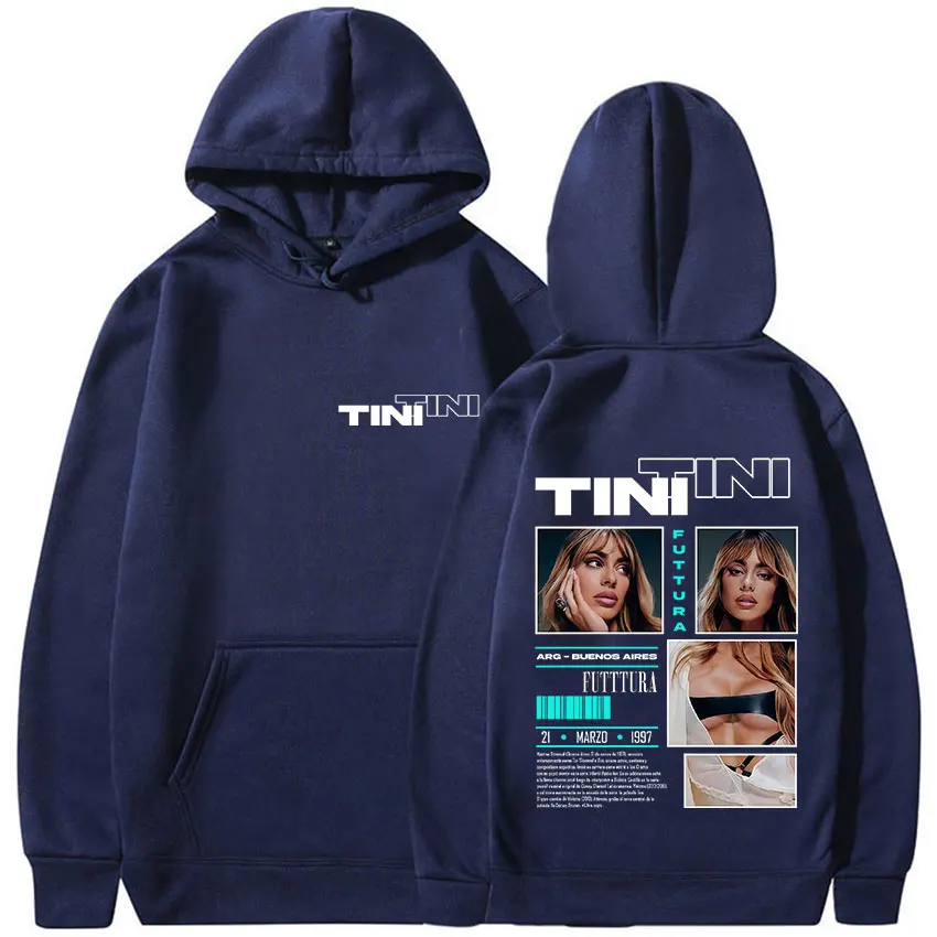 ألبوم جولة المغني TINI STOESSEL Fectura 2025 مع قلنسوة للجنسين الهيب هوب القوطية كم طويل البلوز روك المتضخم الصوف هودي #3