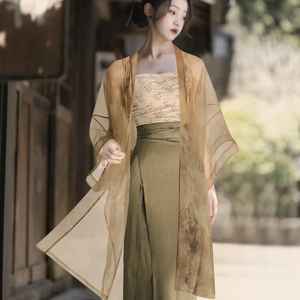 

Song System Improved Hanfu Female Daily Commuting Party Spiral Skirts Spring Three-piece Suit Han Element Dress Spring Summer