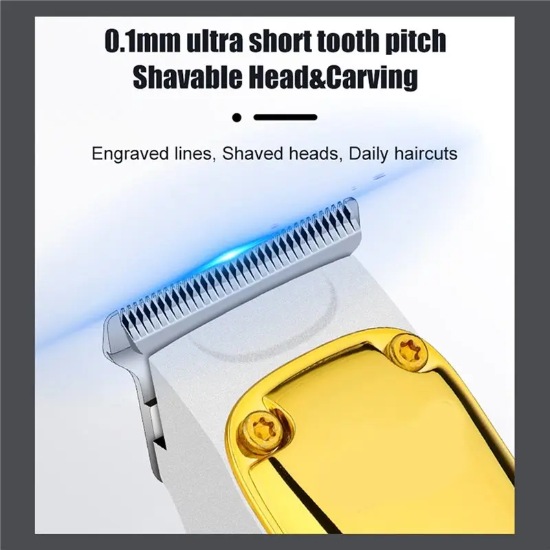 ماكينة قص الشعر الذهبية اللاسلكية المنزلية القابلة لإعادة الشحن للرجال ماكينة قص كهربائية احترافية #5