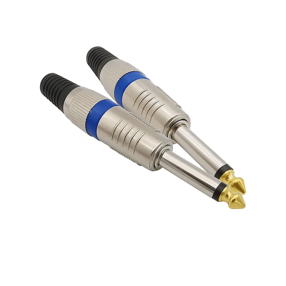 5Pcs 6.35mm Audio Plug Jack RCA Connector Mono/Stereo Microphone Solder Type 1/4inch TRS Plugs Audio Wire Connector