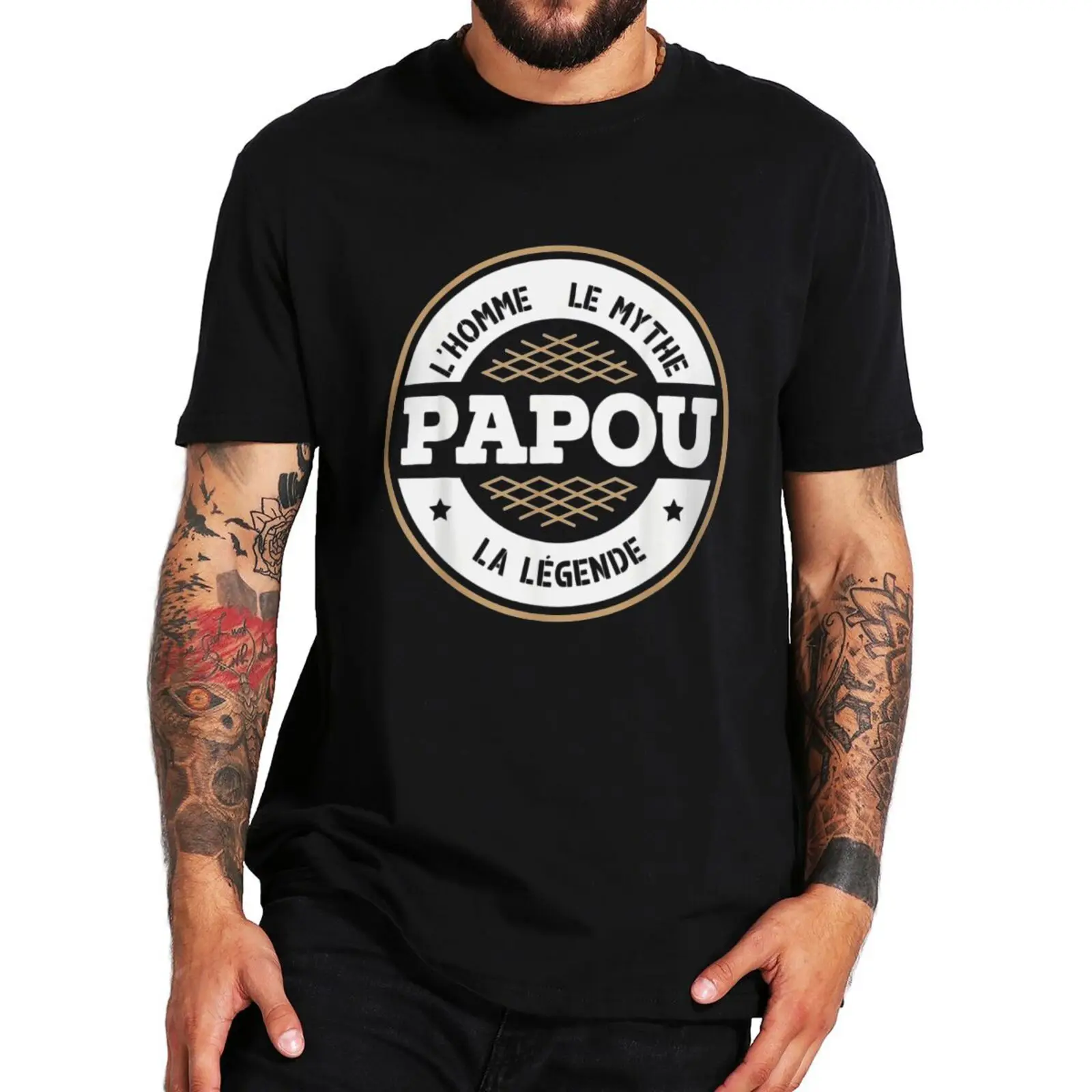 Papou The Legends T Shirt Funny Frenc Text Grandpa Dad Gift Vintage Short Sleeve Cotton Unisex Casual T-shirts EU Size