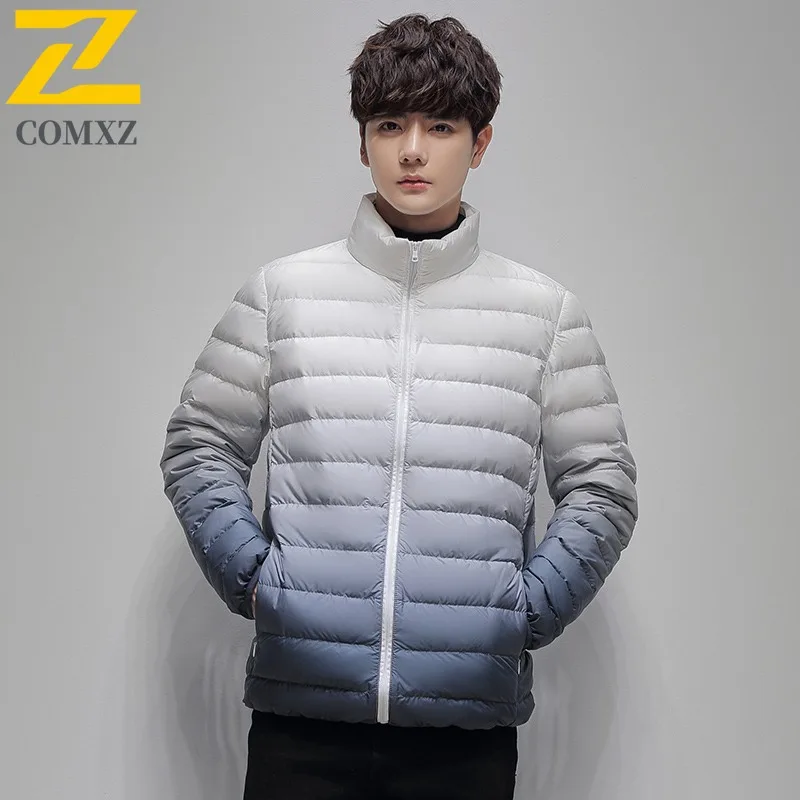 COMXZ Bread Jacket Gradient Versatile Loose Lightweight Casual Skiing Puffer Jacket Urban Minimalist Winter Jacket Men Clothing