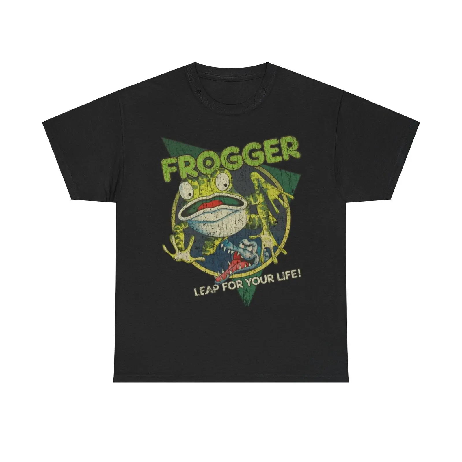 Frogger Leap For Your Life 1981 Video Game Distressed Print T-shirt