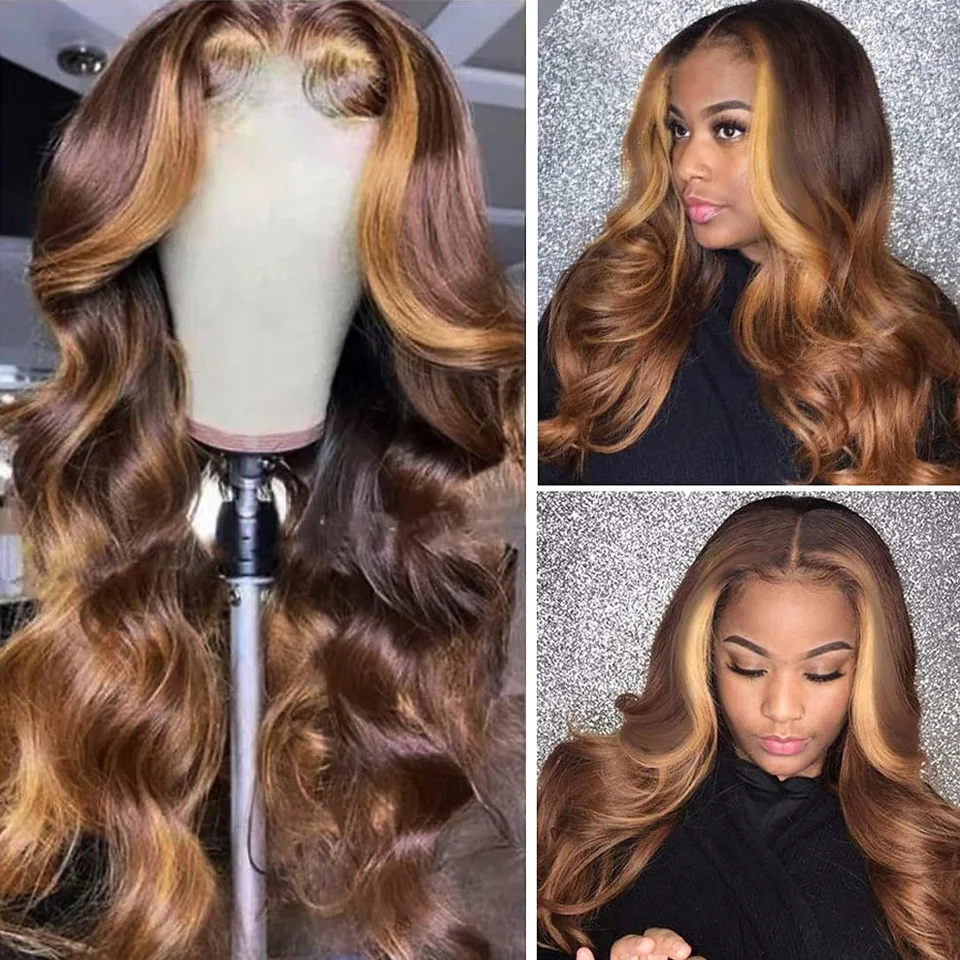 13x6 Hd Lace Frontal Wig Highlight Wig Human Hair 13x4 Honey Blond Lace Front Human Hair Wigs Ombre Body Wave Lace Front Wig