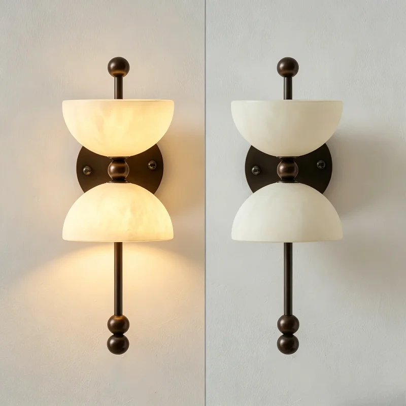 Spain Natural Marble Alabaster Wall Lamp for Living Room Bedroom Bedside Retor Wall Lights Room Decor Indoor Lighting Fixture