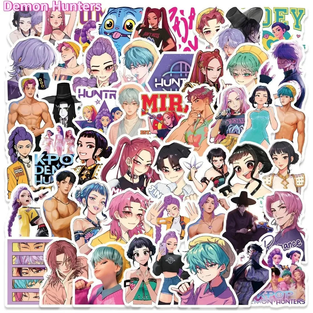 50pcs animé KPop Devil Hunter dessin animé autocollants imperméables bricolage bande dessinée décoration cahier téléphone portable jouet pour enfants tasse d'eau