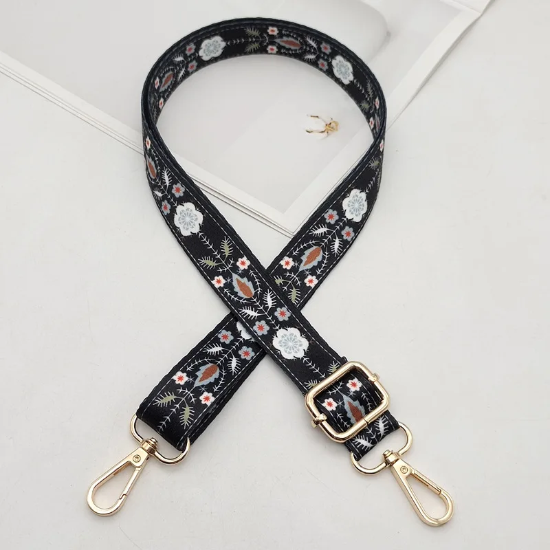 IGNICASE Shoulder Strap Ethnic Style Embroidered Webbing Adjustable Crossbody Women's Bag Burden Reduction Strap Accessories