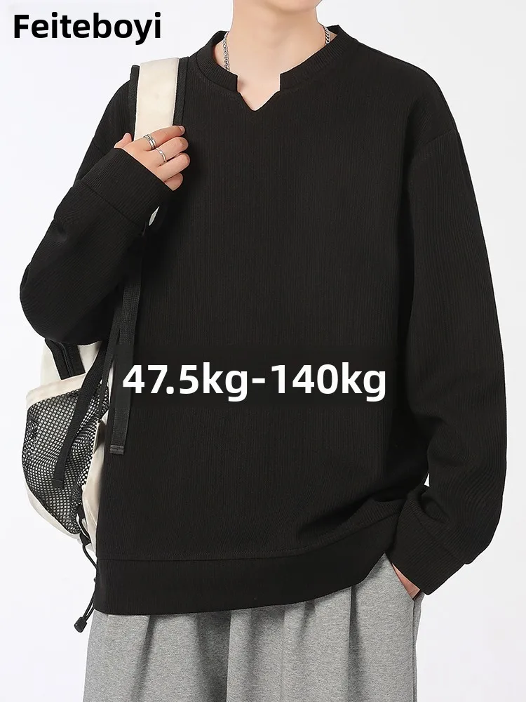 

Модная мужская толстовка с V-образным вырезом, свободного кроя, с длинным рукавом, с вышивкой, повседневная уличная одежда, осенне-зимняя, больших размеров