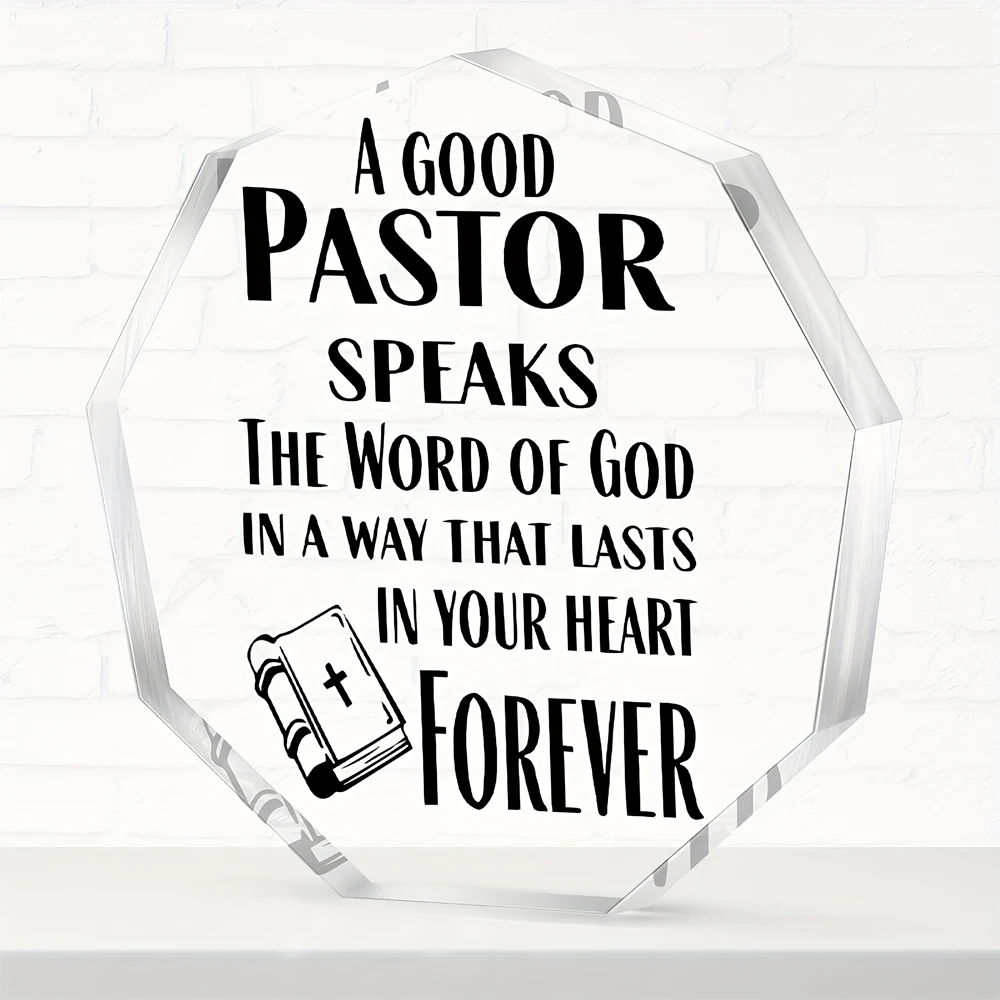 1pc, Pastor Appreciation Acrylic Plaque, Religious Gift for Pastor's Birthday, Anniversary, Thank You, Memorial, Desktop Decor