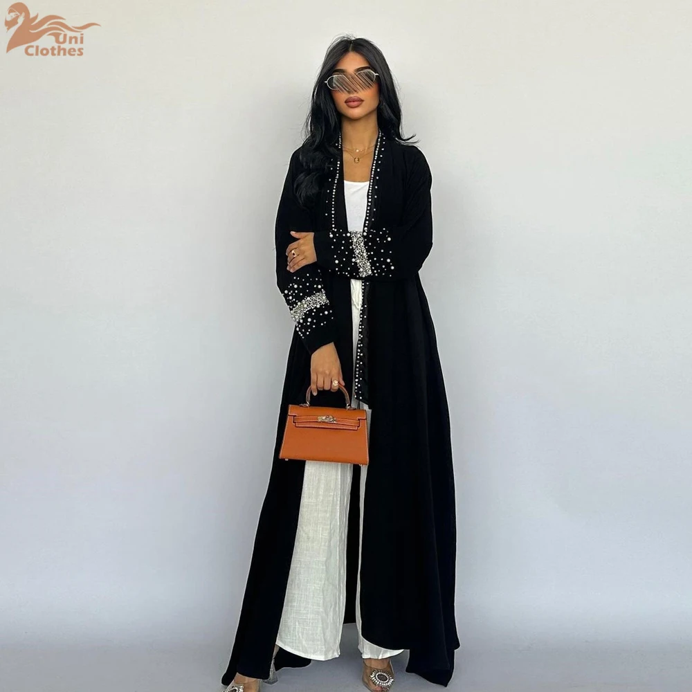 Eid Muslim Diamond Pearls Abaya for Women with Scarf Abayas Jalabiya Party Dresses Dubai Kaftan Vestidos Largos Long Robe 2024