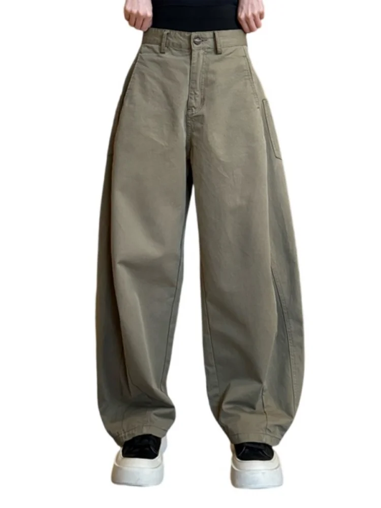 American Retro High Waist Wide Leg Work Pants Women's Casual Pants Spring Autumn 2025 New plus Size Slimming Knife  Pants