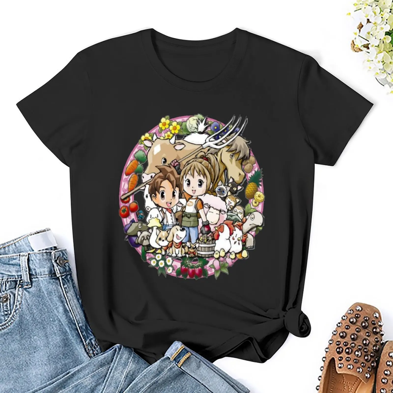 Camiseta Harvest Moon para mujer, ropa femenina, tops, ropa de diseñador de lujo