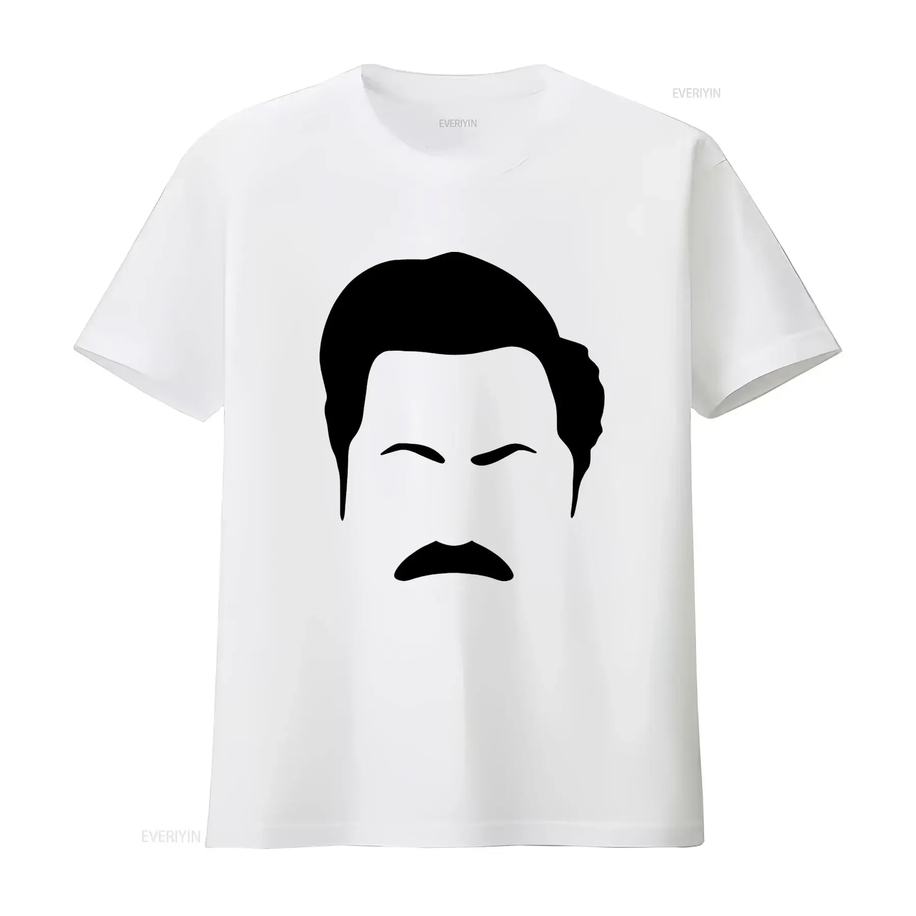 Ron Swanson Outline T Shirt Funny Parks and Recreation Show Cool  vintage Washed Breathable streetwear homme Comfortable