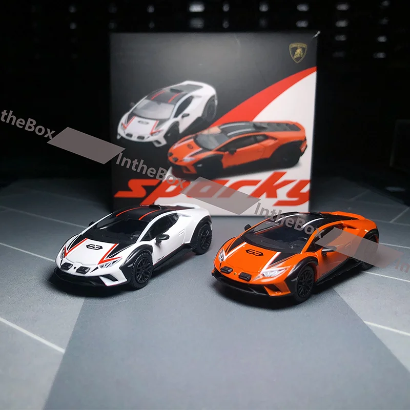 SPARKY 1/64 Huracan Sterrato Combo Set White & Orange Diecast Model Car Collection Limited Edition Hobby Toys