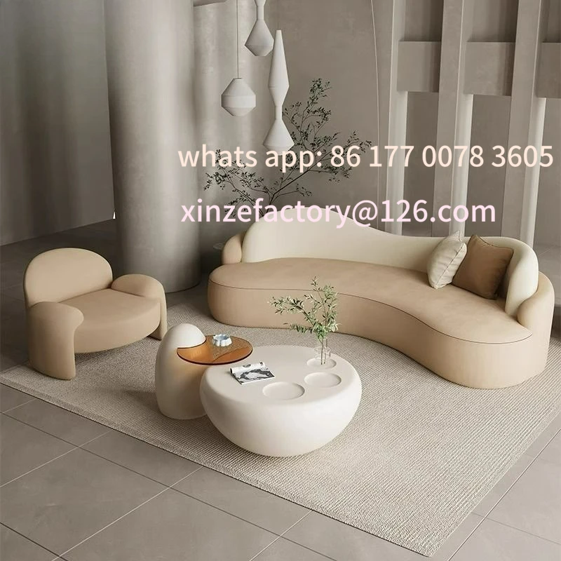 โซฟาโค้งดีไซน์พิเศษ รูปทรงสร้างสรรค์ สำหรับร้านเสื้อผ้าผู้หญิง ร้านเสริมสวย ร้านไอคอนอินเทอร์เน็ต ปรับแต่งได้ตามต้องการ