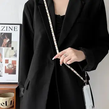 Šňůrka na telefon pro ženy s dlouhým koženým tkaným kovovým řetízkem s perlovým pouzdrem na telefon, univerzální šňůrka na telefon, diagonální křížová dekorace na tašku 10 nejlepší prodej Cordon telefon - №3