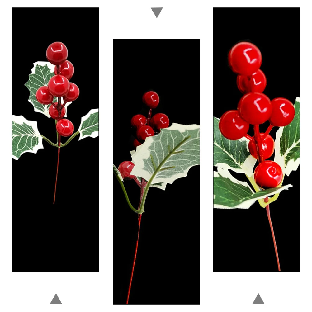 

3pcs Christmas Cherry Accessories Red Berry Branches For Holiday Party Decor Artificial Berries Xmas Tree Hanging Pendant