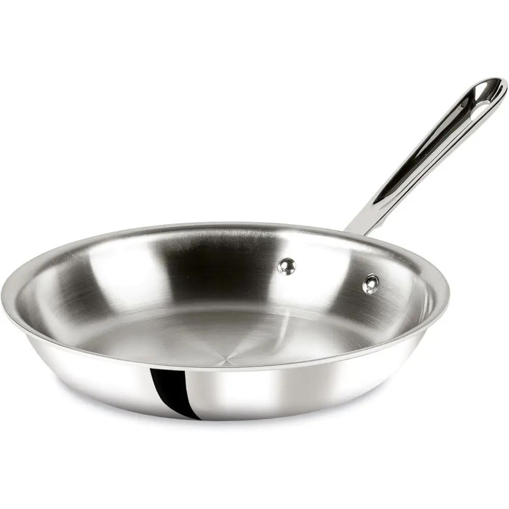 

10 Triple-Ply Stainless Steel Frying Pan, Induction & Oven Safe, Silver Skillet for Pro Cooking