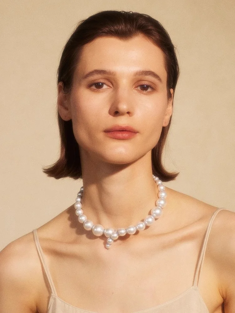 Kanas Eye size pearl necklace Open collar choker Premium splicing choker