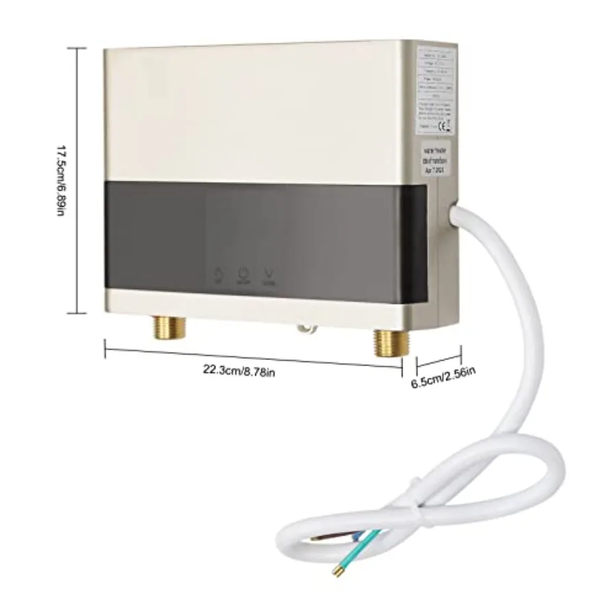 سخان مياه كهربائي صغير بدون خزان بقدرة 4000 وات مع نظام ترموستات ذكي IPx4 مقاوم للماء بالوعة فورية لتسخين الماء الساخن