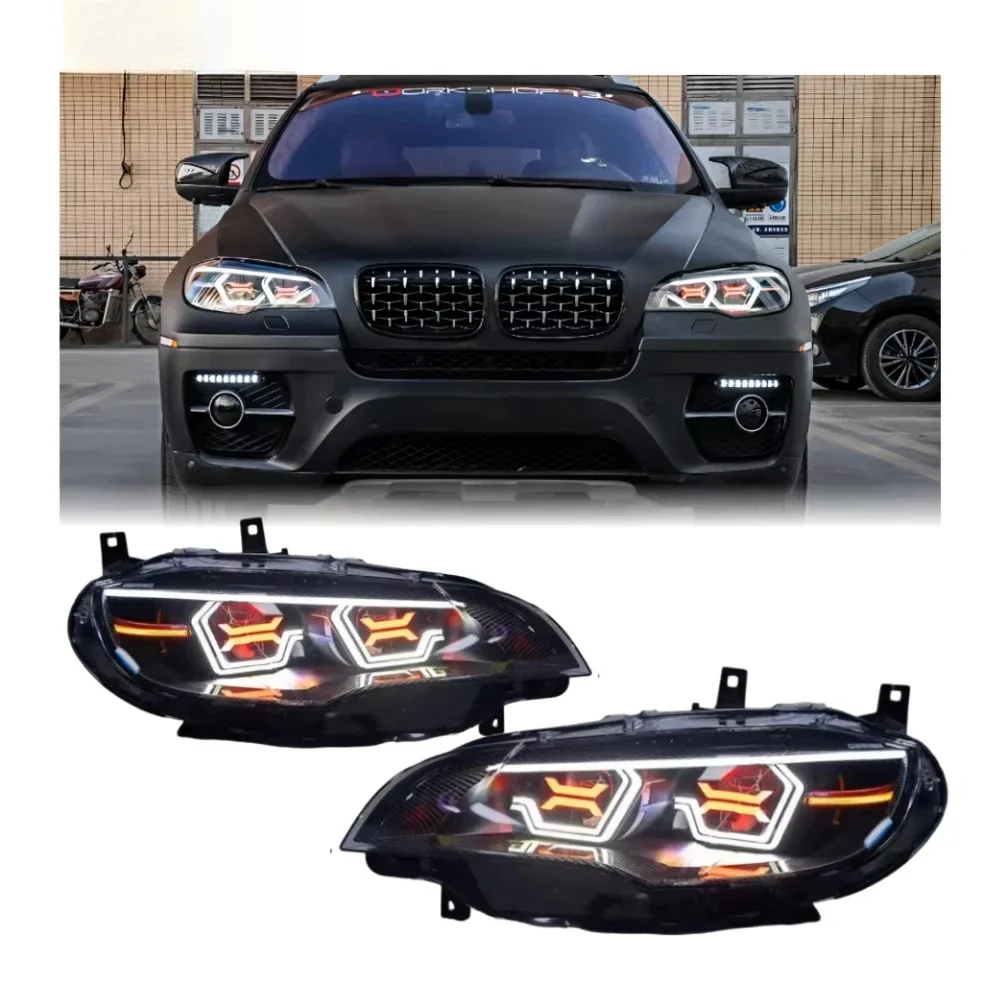 RGB LED DRL Projector Headlamp Exterior Mod Parts Fit X5 E71 2009-2013 Car Upgrade Lamp Accessories