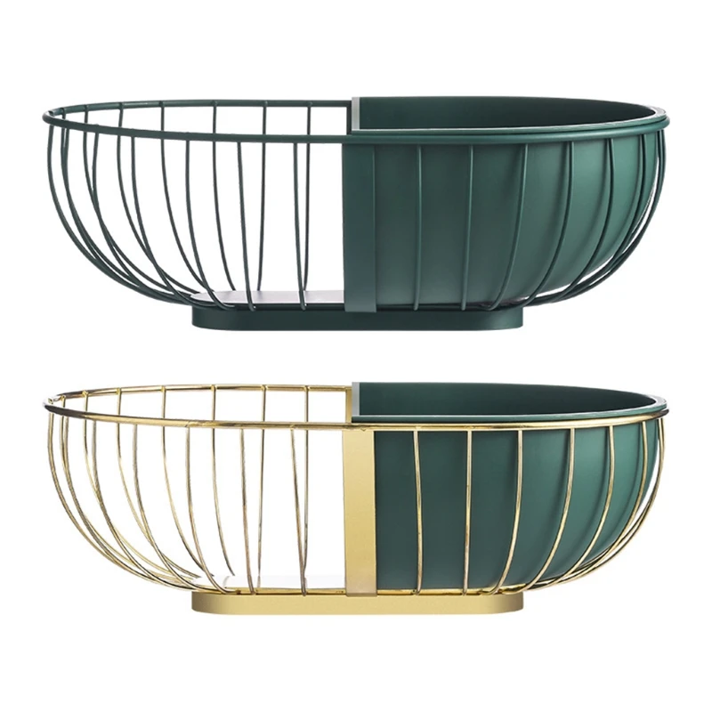 ยุโรป Wrought Iron ตะกร้าผลไม้ลวดโลหะ Hollow Out ท่อระบายน้ำชามจานขนม