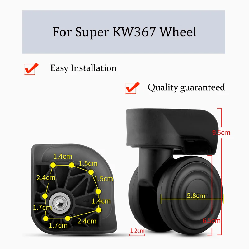 

Suitable For Super KW367 Luggage Wheel Trolley Case Wheel Pulley Sliding Casters Universal Wheel Repair Slient Wear-resistant