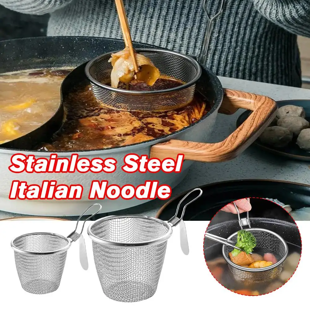 Stainless Steel Mesh Net Strainer Basket Colander Hot Handle Rinse Steam Food Cook Strain With Boil Fry Pot Vegetables Cola N4Z5