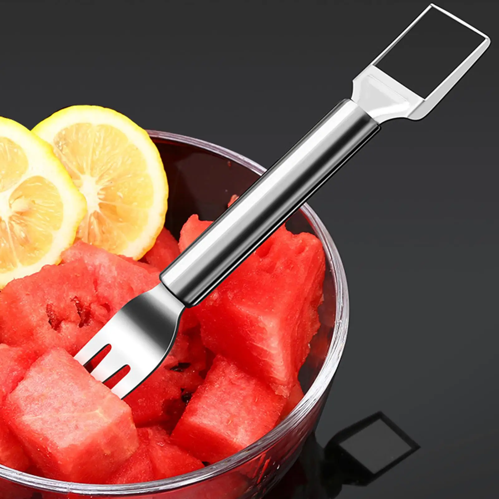 Watermelon Cutter Tool Stainless Steel Portable Kitchen Gadget 2-in-1 Watermelon Slicer & Fork For Kitchen Outdoor Camping