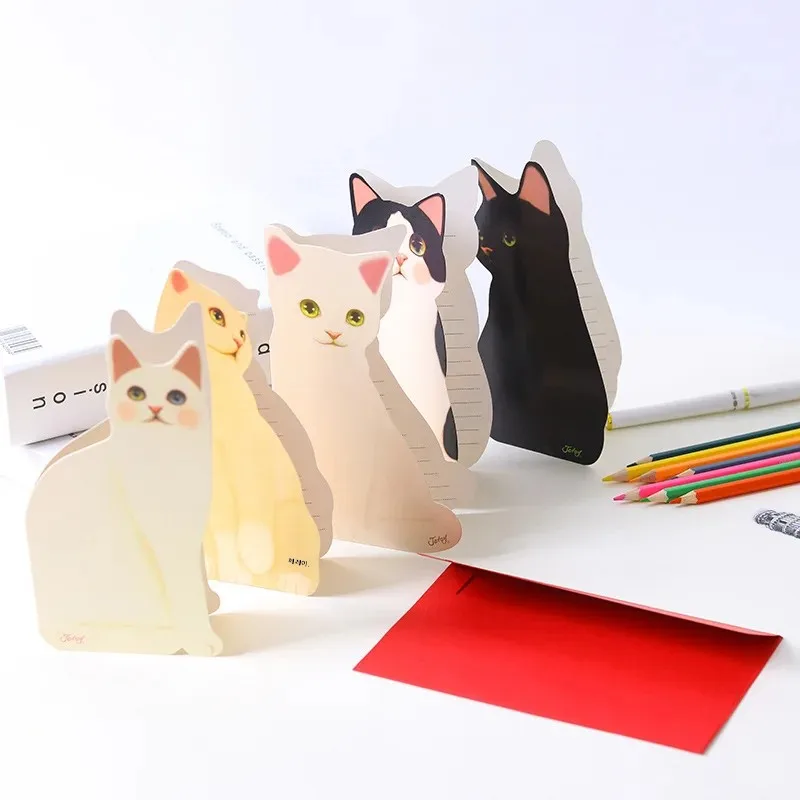 5Pcs Greeting Cards Retro DIY Handmade Dried Flower Thank You Note Black White Yellow Cats Birthday Party  Decoration