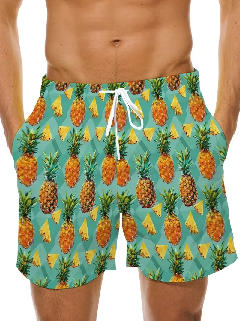 

Men's summer travel pants with 3D printouts, beach shorts for outdoor activities, quick-release elastic waist, sports shorts
