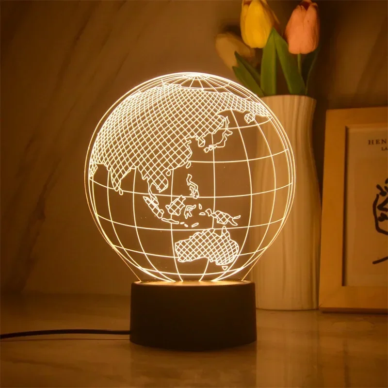 Astronauta Planet 3D Led Night Light, mesita de noche, Aircrafts, decoración de dormitorio, figuras de juguete de acción para niños, decoración de fiesta de cumpleaños