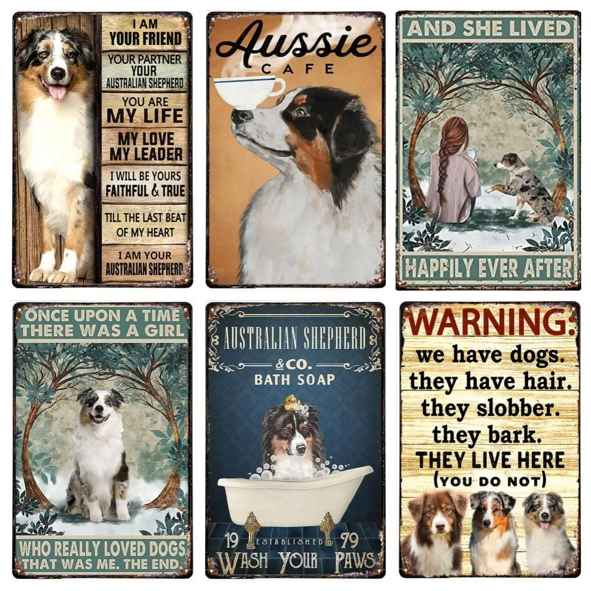 Australian Shepherd Dog Series I Am Your Friend Dog Metal Tin Sign,Wall Gift For Dog Lovers Home Thanks giving Christmas Decor