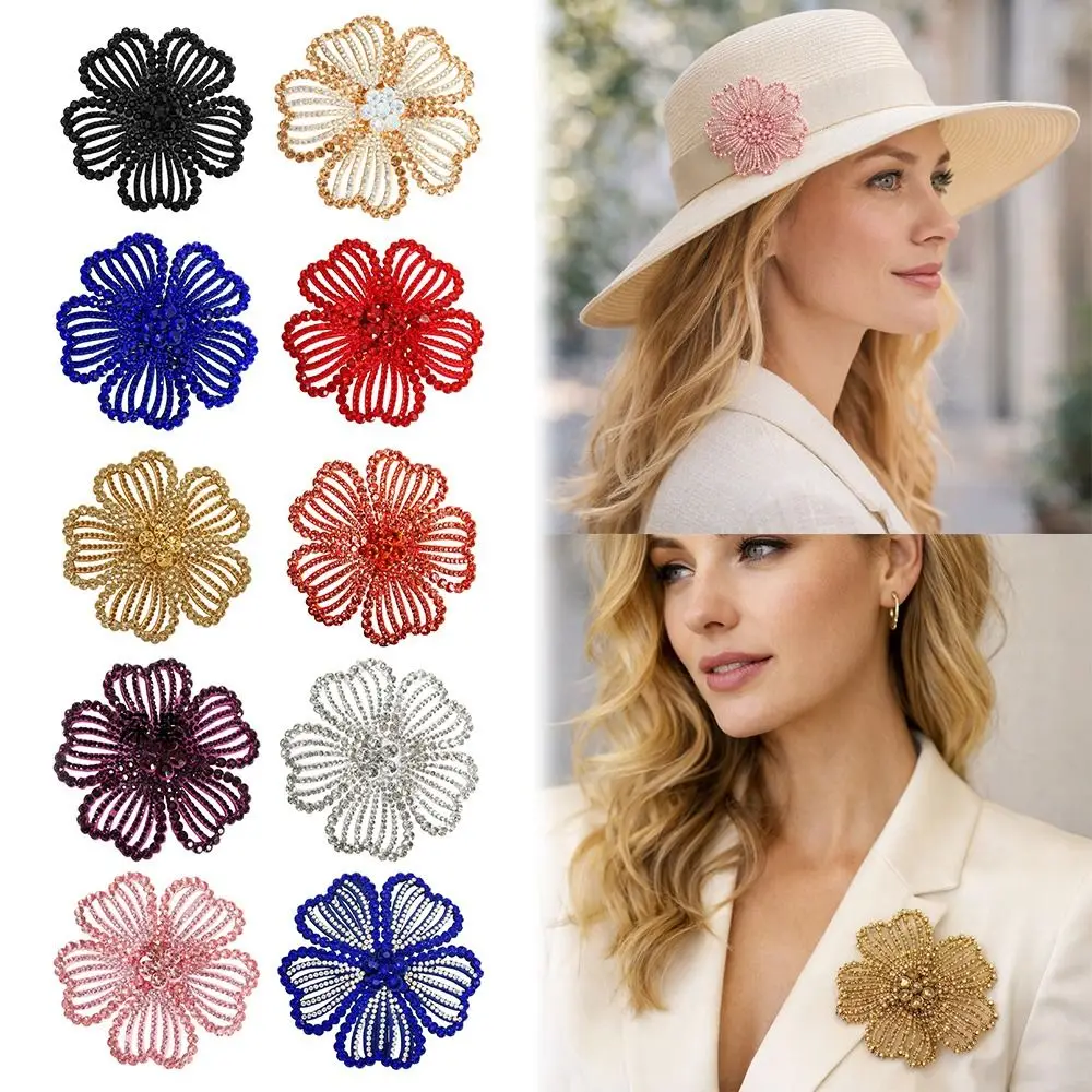 Cute 8cm Rhinestone Brooch DIY Exquisite Flower Brooch Flower Clothing Patch Clothing Accessories