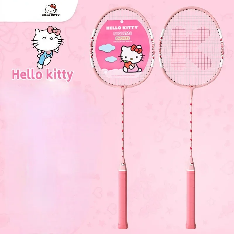 Sanrio animation creative kawaii Hello Kitty badminton racket set for beginners cute cartoon pink ultra-light sports supplies