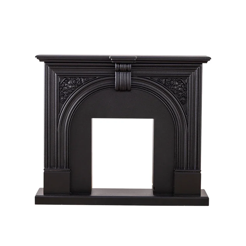 TAO  French solid wood black carving simulation fire bird cage heating living room fireplace simple retro home