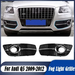 Car Fog lamp Grille Cover Front Bumper Mesh Honeycomb Grille Grill Glossy Black For Audi Q5 2009 2010 2011 2012 Car Accessories