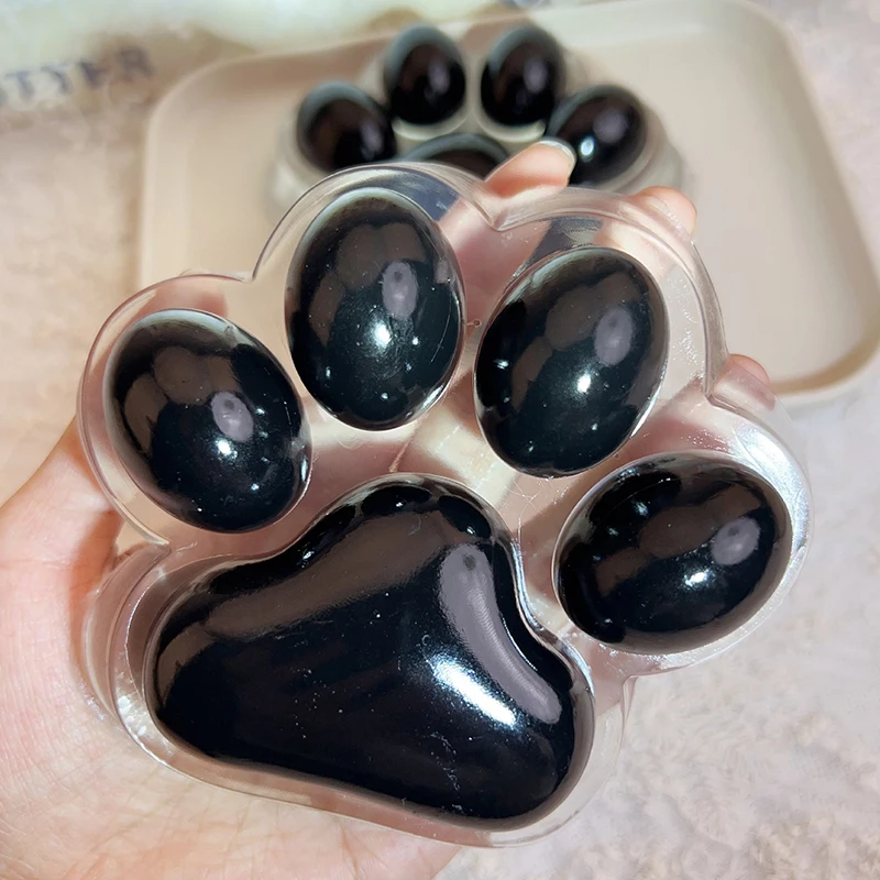 Super Large Squeeze Transparent Black Cat Paw Slow Rebound Soft Jelly Pinch Decompression Squeeze Toy Anti Stress Release Toys