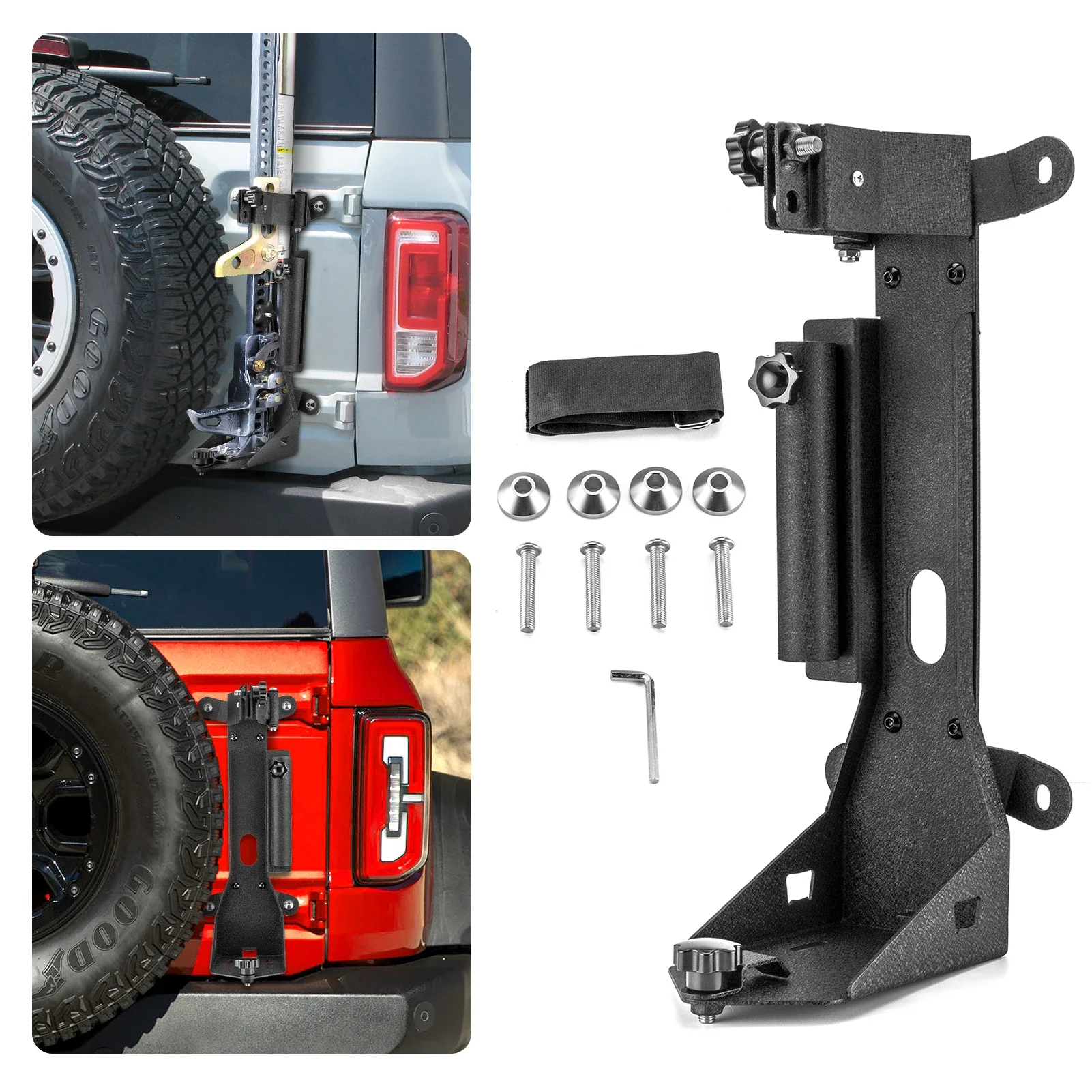 

Off-Road Rear Door High Lift Jack Mount Bracket Kit For Ford Bronco 2021-2024