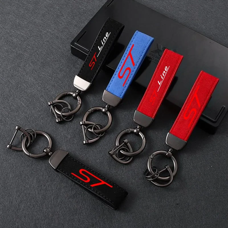 

Car Suede Keychain Sport Key Ring Custom Gift With Logo For Ford ST LINE Fiesta EcoSport Escort mk3 mk4 mk5 mk7 focus