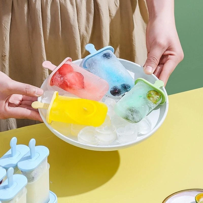 

6Pcs/Set Plastic Popsicles Molds with Tray Reusable Sticks Homemade Kids Ice Cream Chocolate Mould DIY Lolly Maker Kitchen Tool