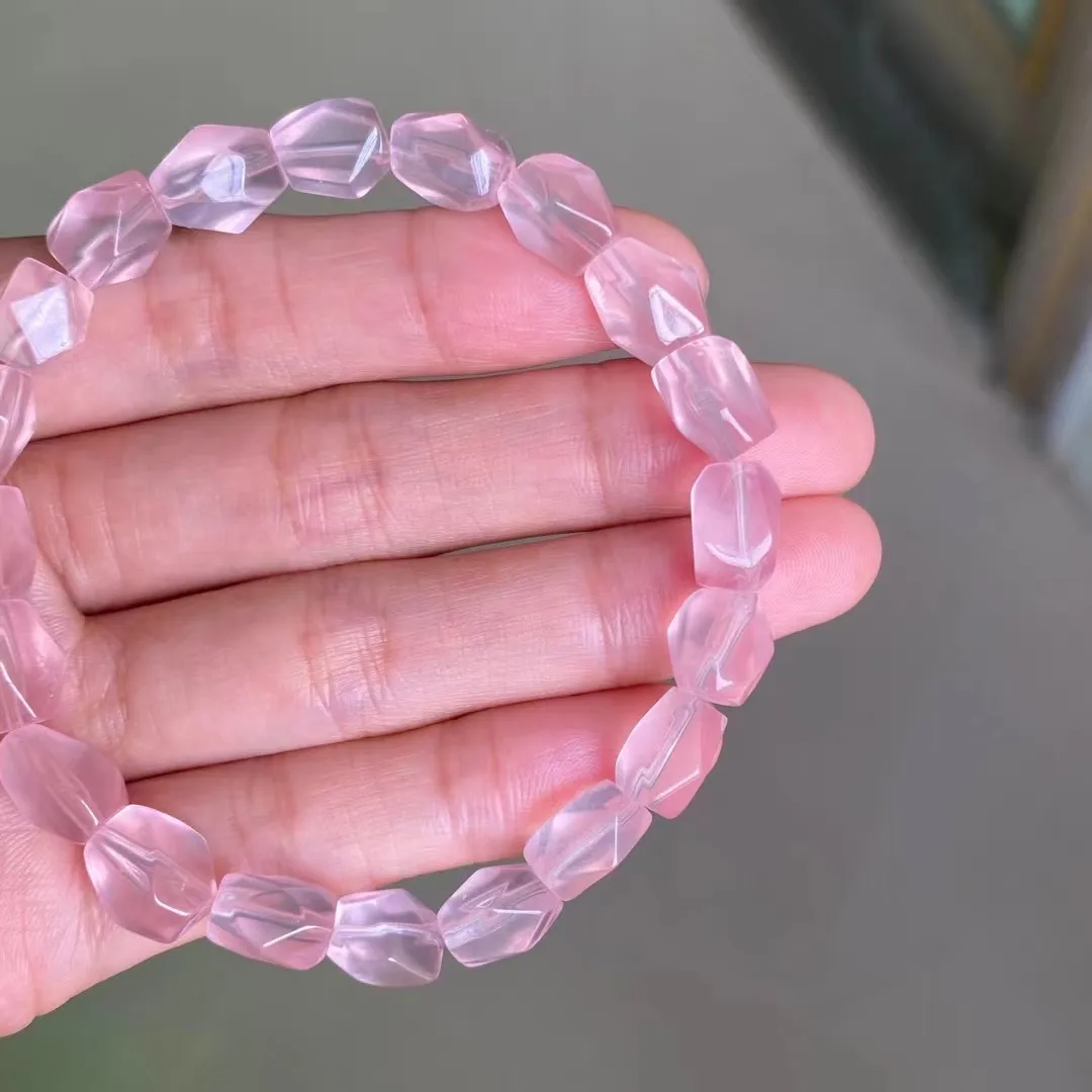 7mm Natural Pink Rose Quartz Bracelet Jewelry For Women Lady Men Gift Star Light Crafted Beads Clear Crystal Stone Strands AAAAA