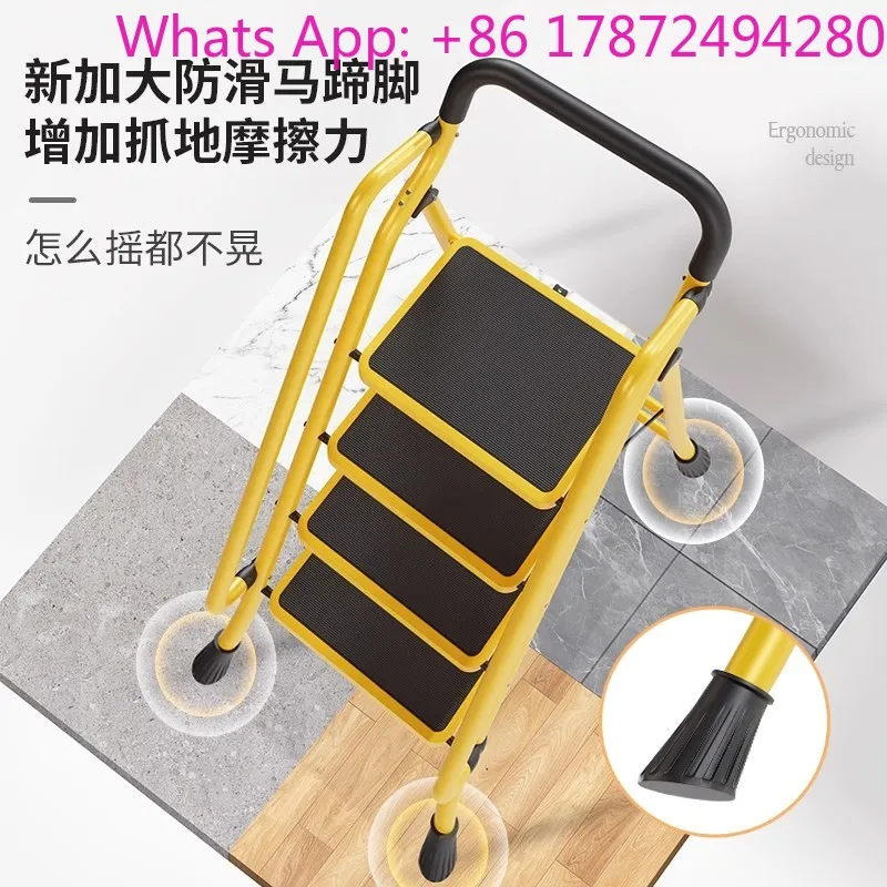 Family ladder folding telescopic multi-function extra thick herringbone ladder small light portable carbon steel four or five st
