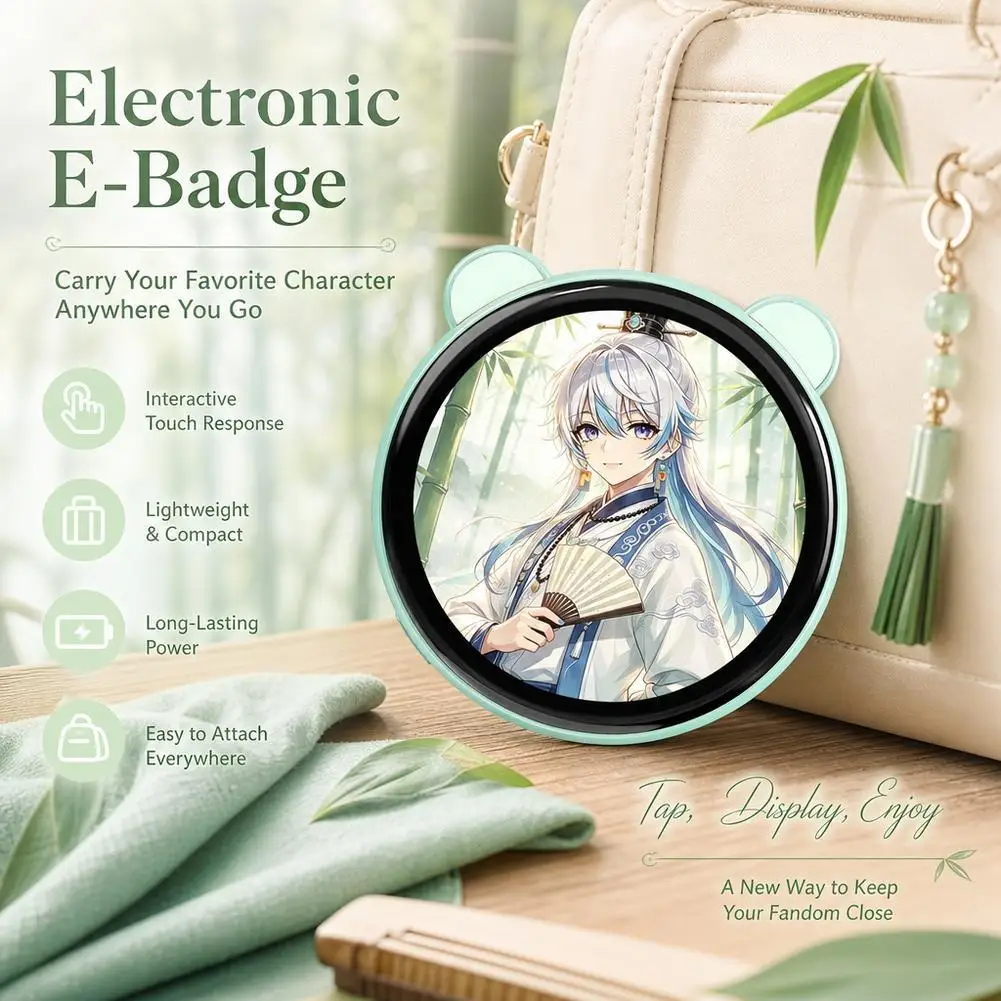 APP-Controlled Smart Badge With Speaker Custom GIF/Video Display, Magnetic Mount Remote Selfie Shutter