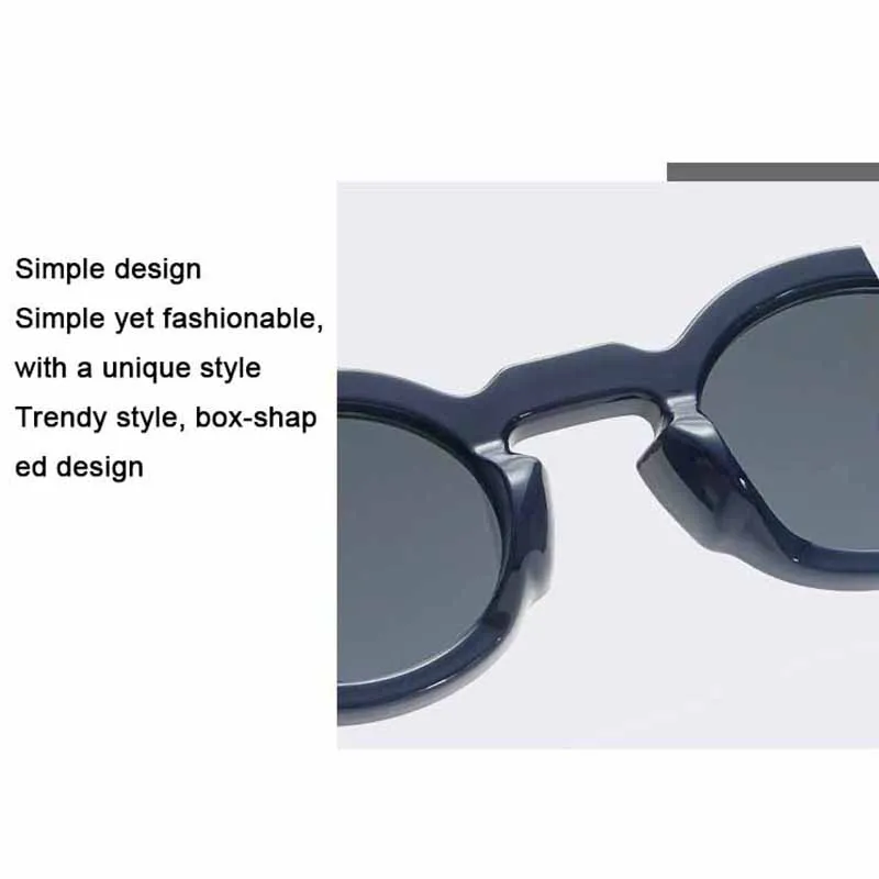 YOOSKE النظارات الشمسية المستديرة النساء الرجال فاسق مزدوجة اللون ظلال الرجعية المسامير الديكور تتجه نظارات شمسية واضح عدسة الإطار UV400 #5