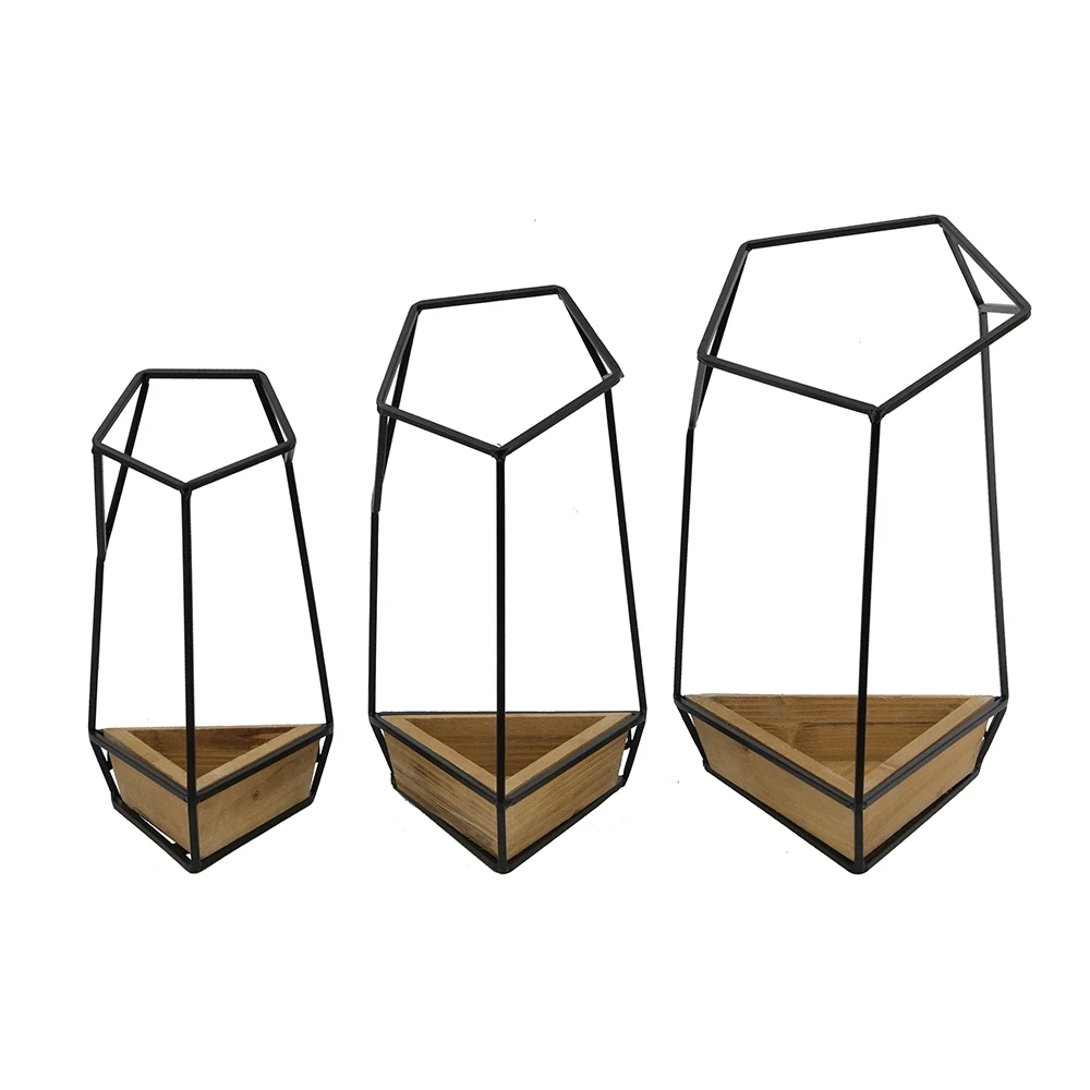 Set of 3 Felix Wall Planter, L:10x10x16.5"  M:8.5x8.5x15.5" S:7x7x13.5"