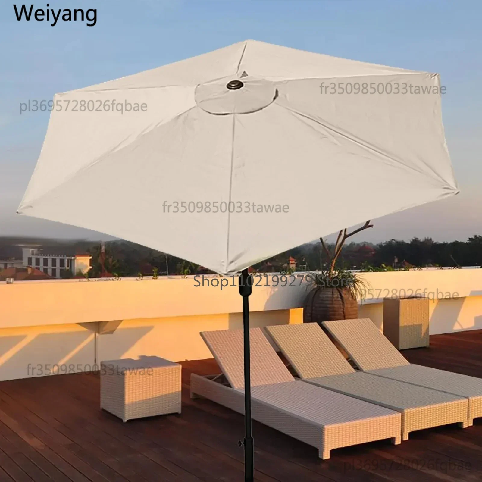 Telo di Ricambio Impermeabile per Ombrellone da Giardino 2m 2.7m 3m, Protezione UV, Parasole, 6 o 8 Stecche, Copertura Superiore per Ombrellone da Spiaggia Esterno