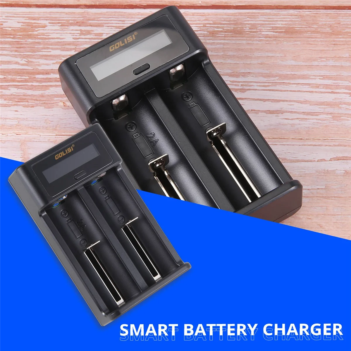 HOT Golisi I2 2.0A Mini Smart Battery Charger Quick Charge Lcd Display 18650 26650 20700 21700 Rechargeable Charger For Battery