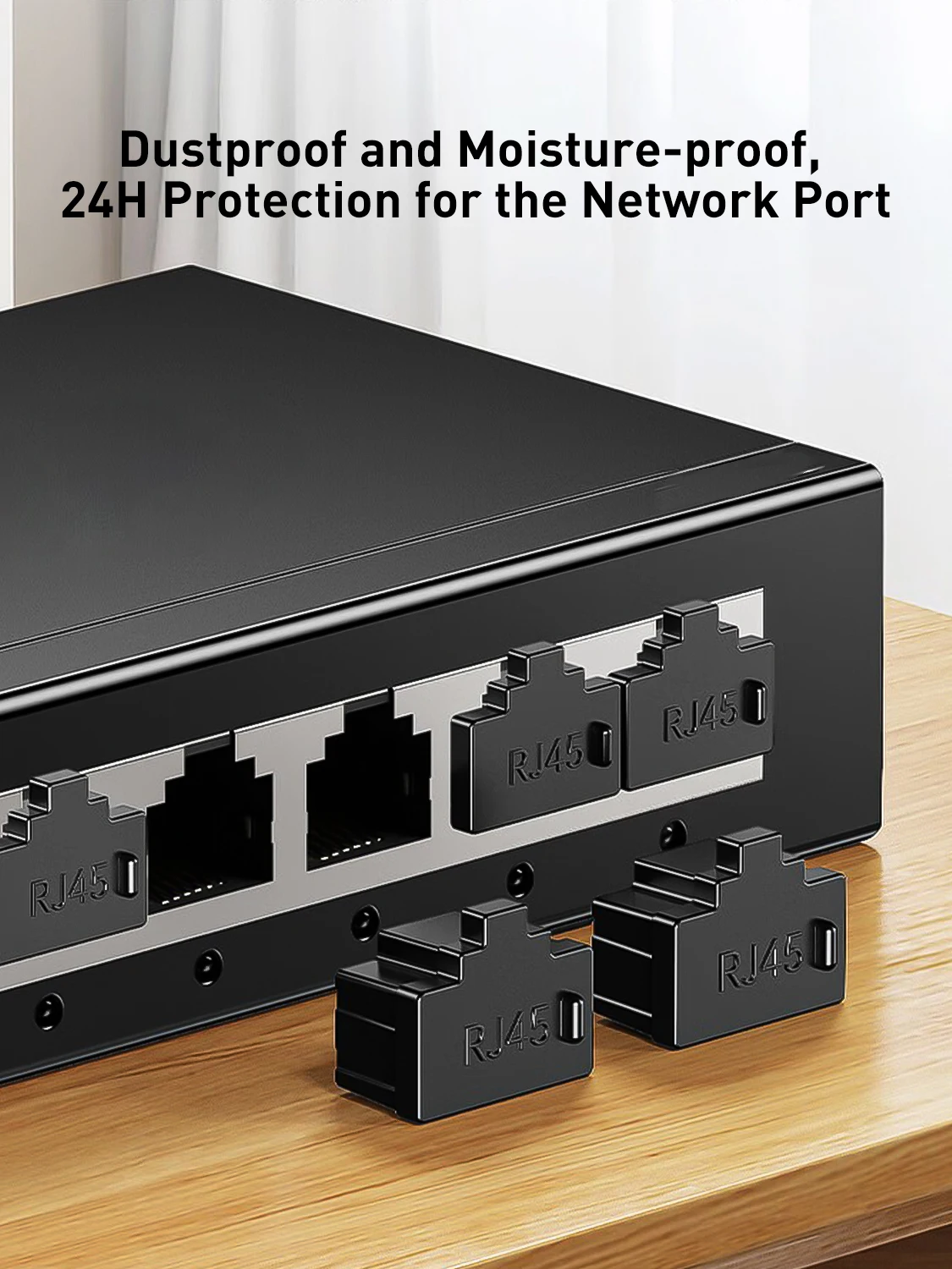 ZOERAX RJ45-Port-Staubschutzkappe Wiederverwendbarer Ethernet-Port-Schutz Staubdicht Feuchtigkeitsbeständig für Router, Switch, Patchpanel – Detail 5