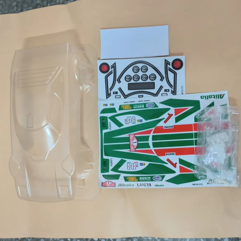 TEAMC TM118 1/10 Mini Lancia Stratos bezbarwne Lexan W tylny Spoiler 3D przednie światła i Alitalia